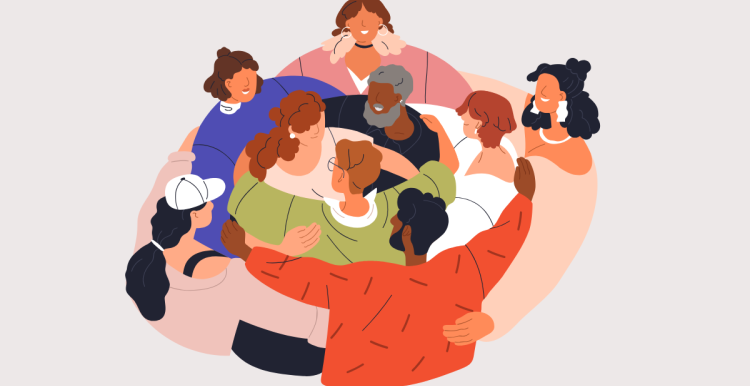 A group of people hugging