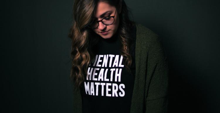 person wearing mental health matters tshirt