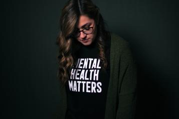 person wearing mental health matters tshirt