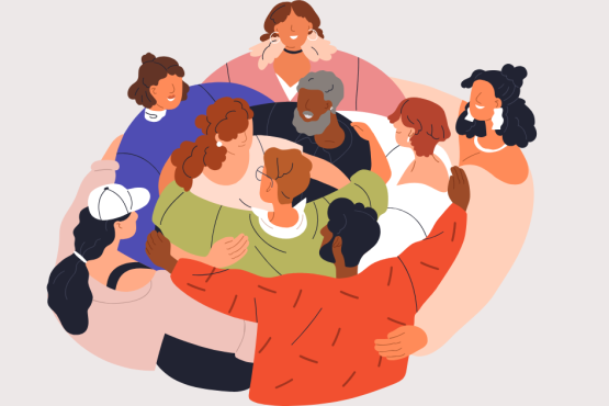 A group of people hugging