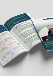 Mock up of the annual report includes a front page and 2 inner pages